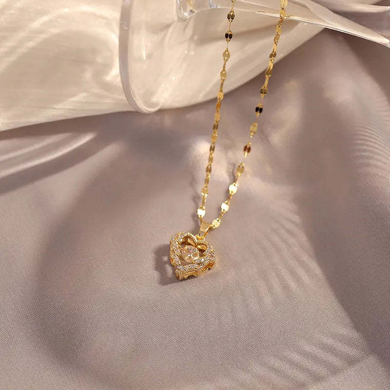 Love Heart Necklace Elegant Wing Diamond Gift - soufeelmy