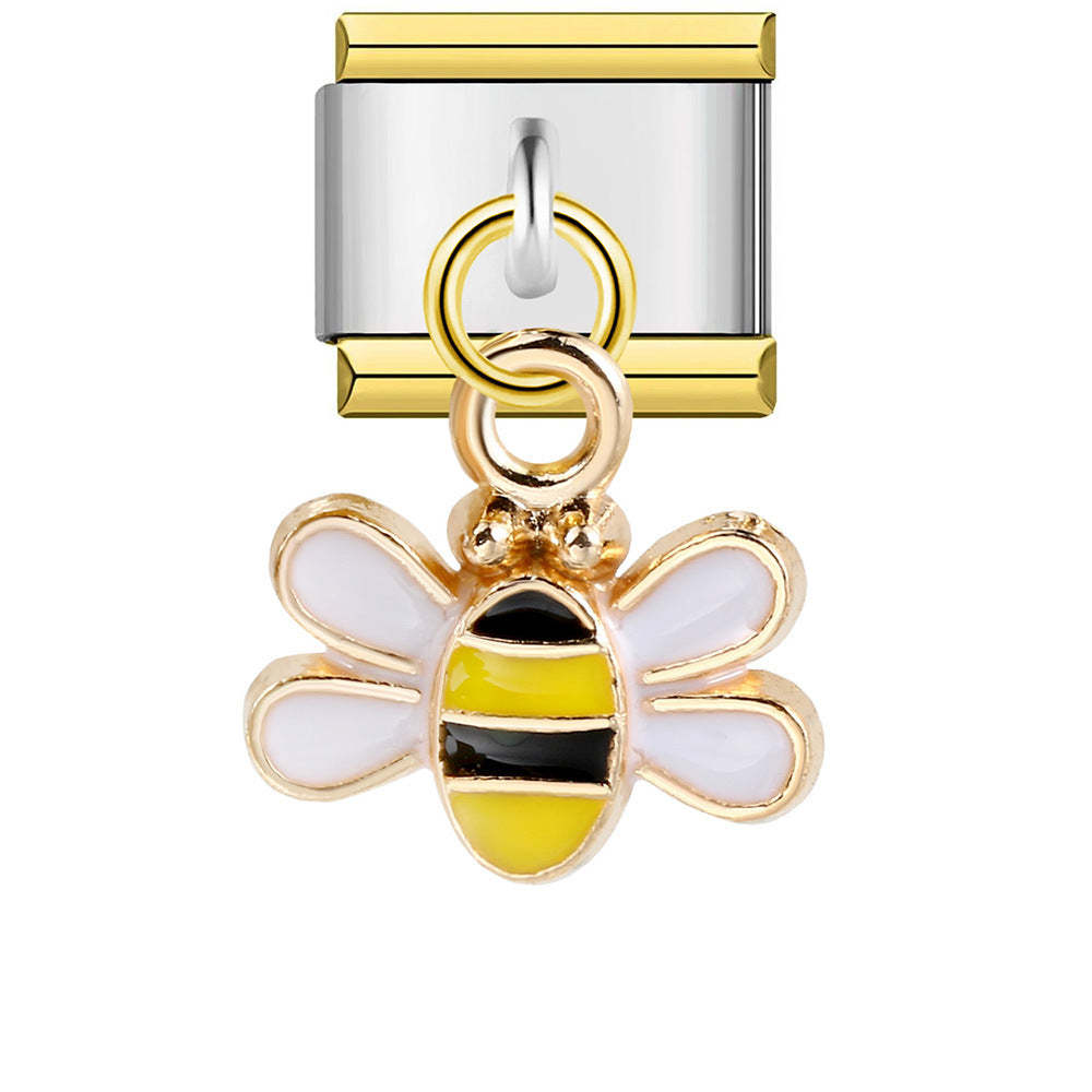 Gold Edge Bee Pendant Italian Charm For Italian Charm Bracelets Composable Link - soufeelmy