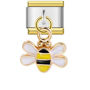 Gold Edge Bee Pendant Italian Charm For Italian Charm Bracelets Composable Link