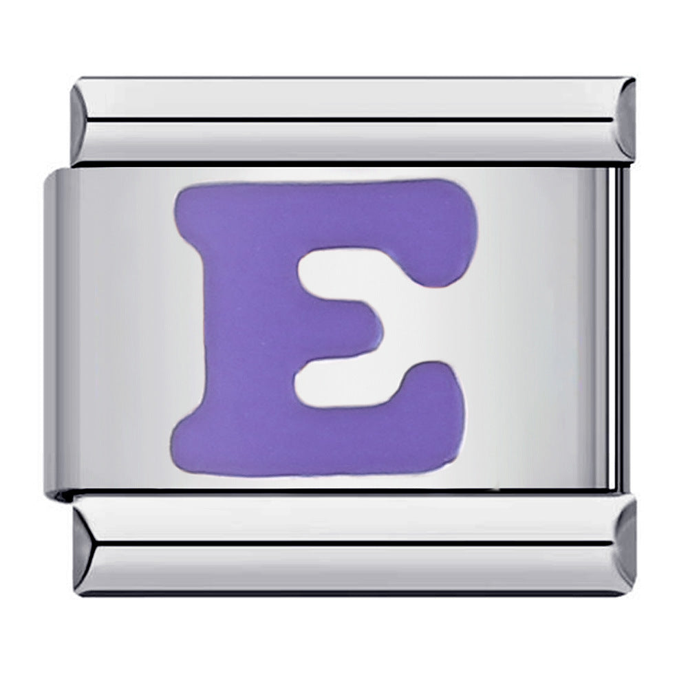 Purple Letter E Italian Charm For Italian Charm Bracelets Composable Link - soufeelmy
