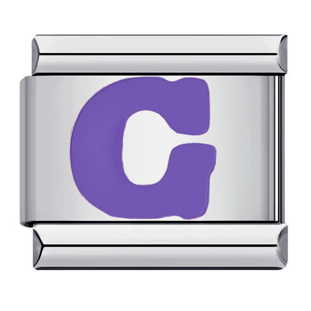 Purple Letter G Italian Charm For Italian Charm Bracelets Composable Link - soufeelmy