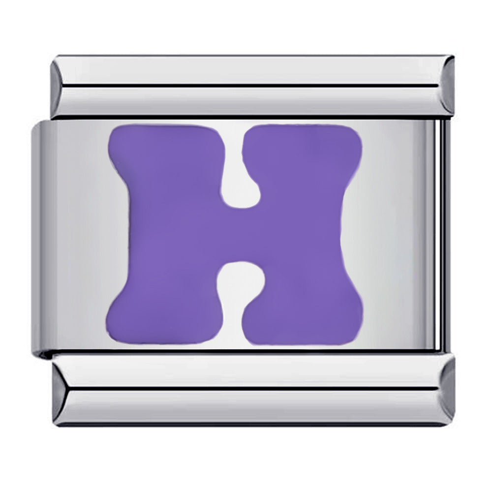 Purple Letter H Italian Charm For Italian Charm Bracelets Composable Link - soufeelmy