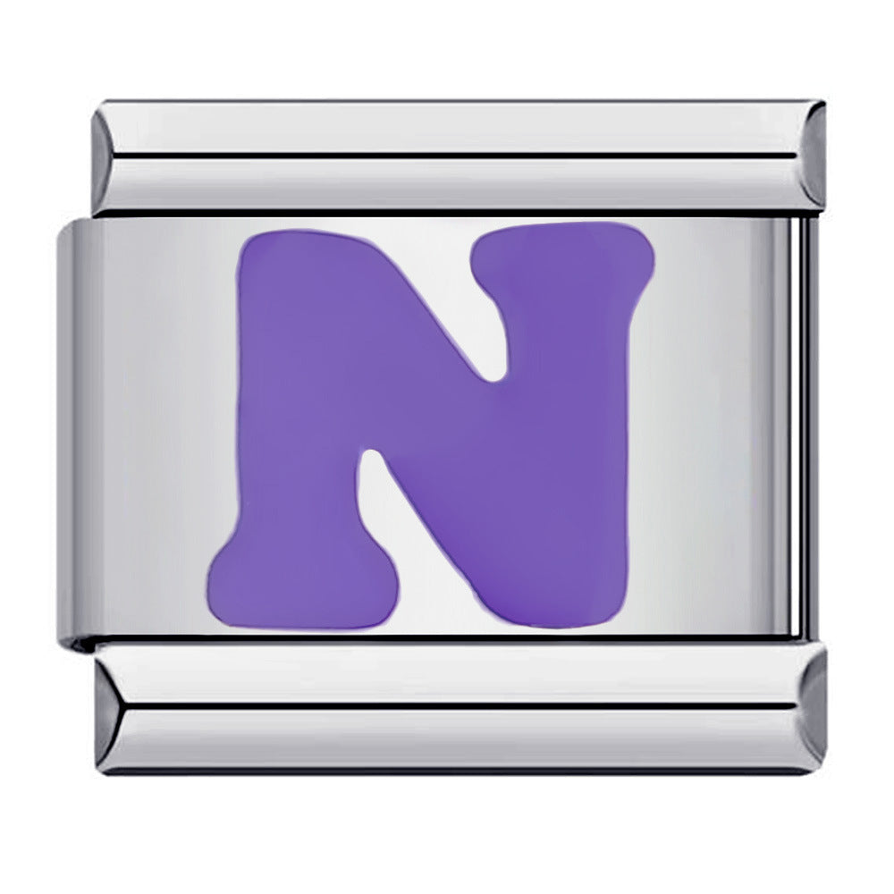 Purple Letter N Italian Charm For Italian Charm Bracelets Composable Link - soufeelmy