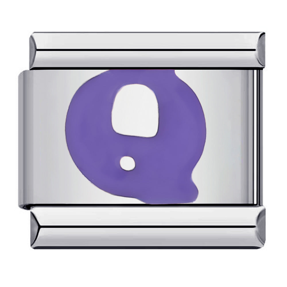 Purple Letter Q Italian Charm For Italian Charm Bracelets Composable Link - soufeelmy