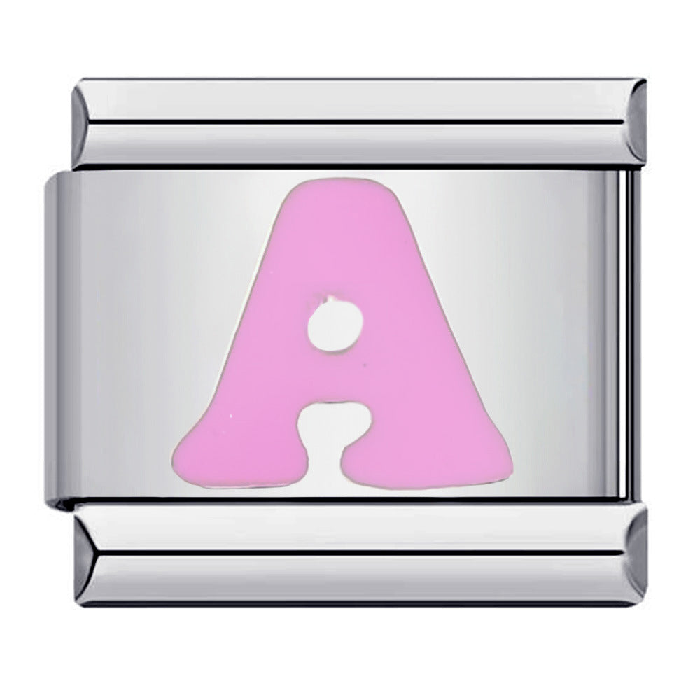 Pink Letter A Italian Charm For Italian Charm Bracelets Composable Link - soufeelmy