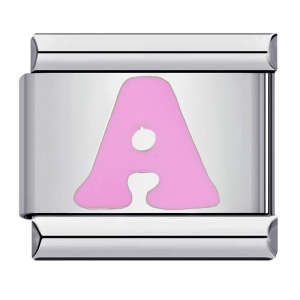 Pink Letter A Italian Charm For Italian Charm Bracelets Composable Link