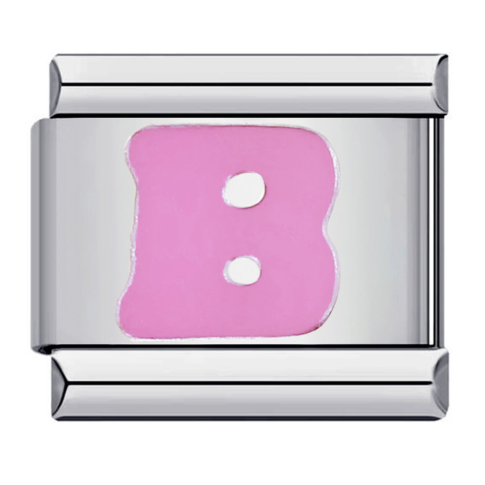 Pink Letter B Italian Charm For Italian Charm Bracelets Composable Link - soufeelmy
