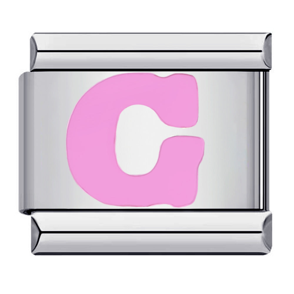 Pink Letter G Italian Charm For Italian Charm Bracelets Composable Link - soufeelmy