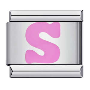 Pink Letter S Italian Charm For Italian Charm Bracelets Composable Link