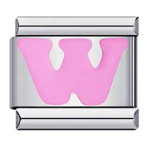 Pink Letter W Italian Charm For Italian Charm Bracelets Composable Link