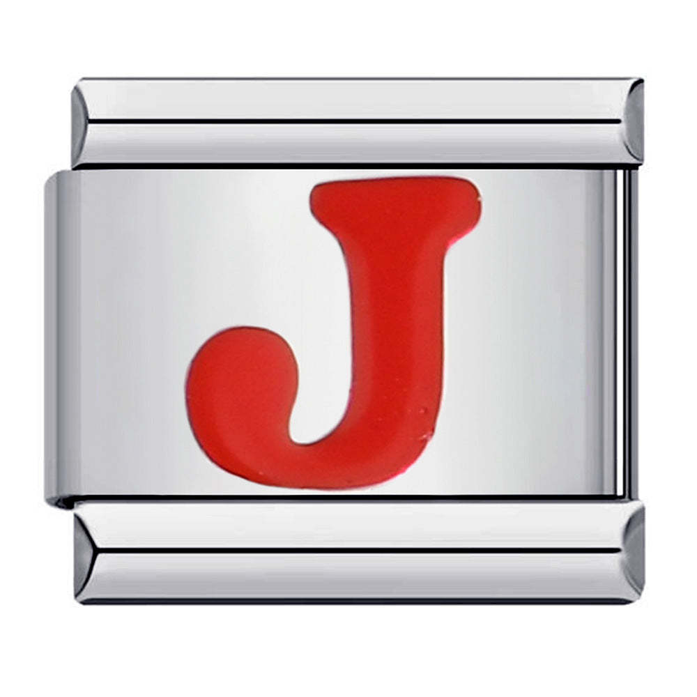 Red Letter J Italian Charm For Italian Charm Bracelets Composable Link - soufeelmy