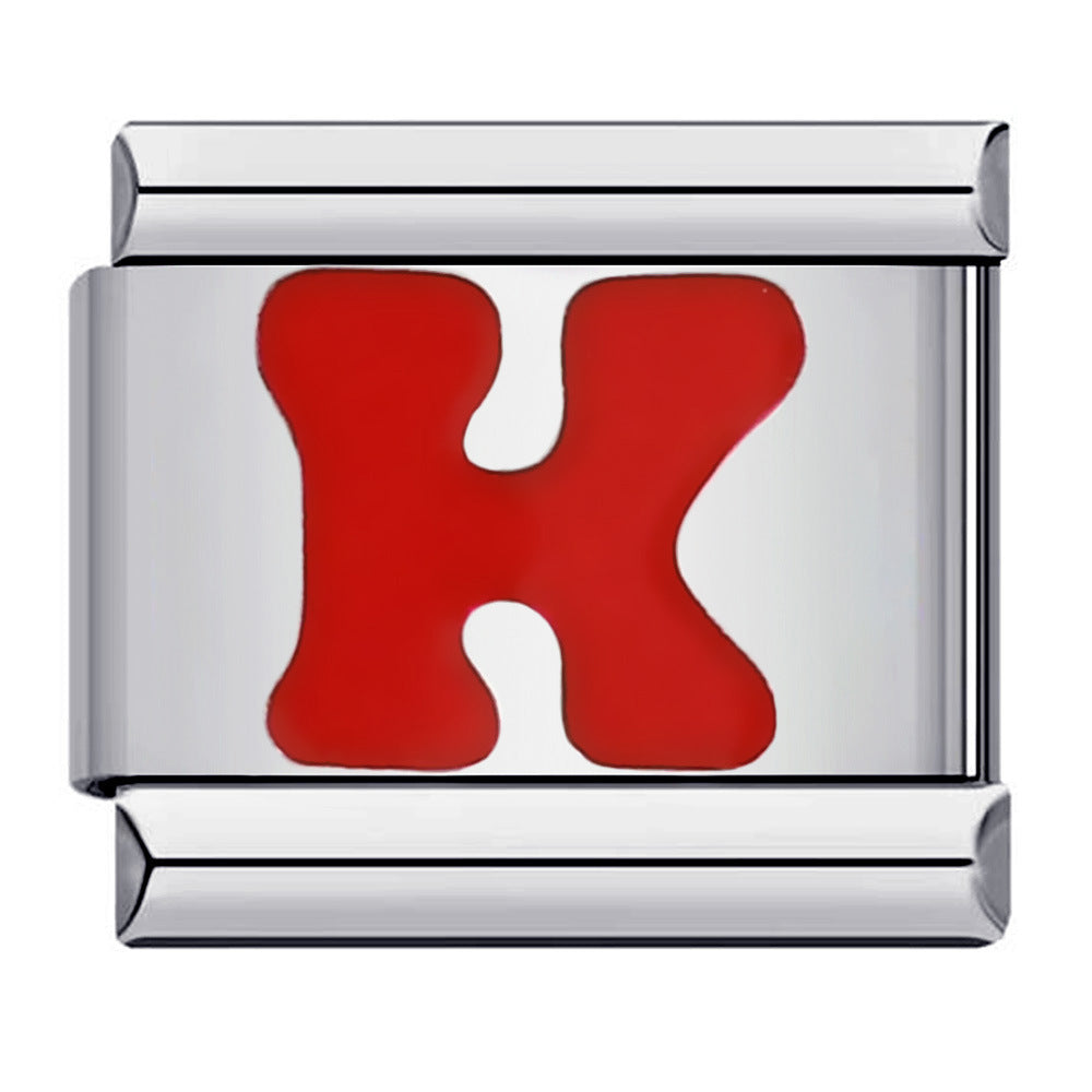 Red Letter K Italian Charm For Italian Charm Bracelets Composable Link - soufeelmy