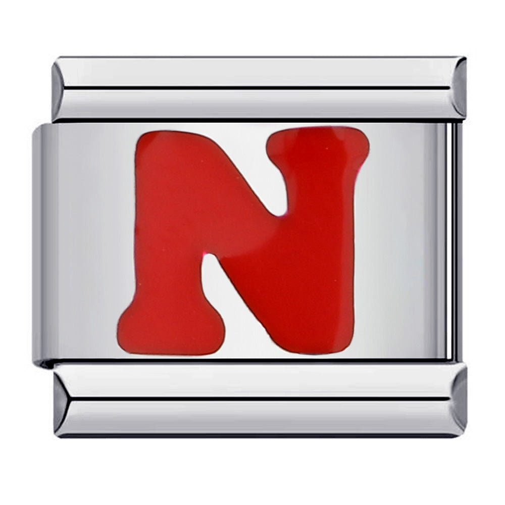 Red Letter N Italian Charm For Italian Charm Bracelets Composable Link - soufeelmy