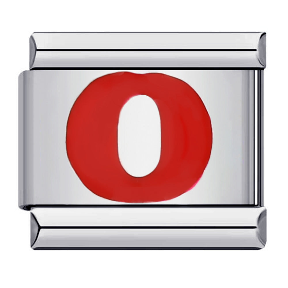 Red Letter O Italian Charm For Italian Charm Bracelets Composable Link - soufeelmy