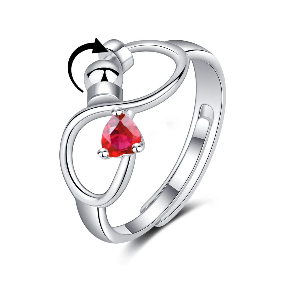 Fidget Anxiety Adjustable Rotating Ring for Women Girls with 12 Birthstone Jewelry for Birthday Gift - soufeelmy