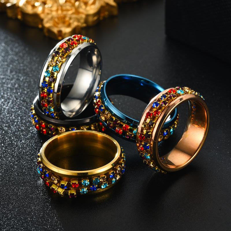 Stainless Steel Rotating Rings Anxiety Relieving Ring Jewelry Gifts for Women Men - soufeelmy