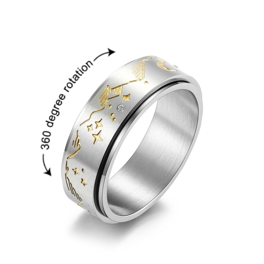 Spinner Ring Relieving Anxiety Stainless Steel Moon Star Rotating Ring Jewelry Gifts - soufeelmy