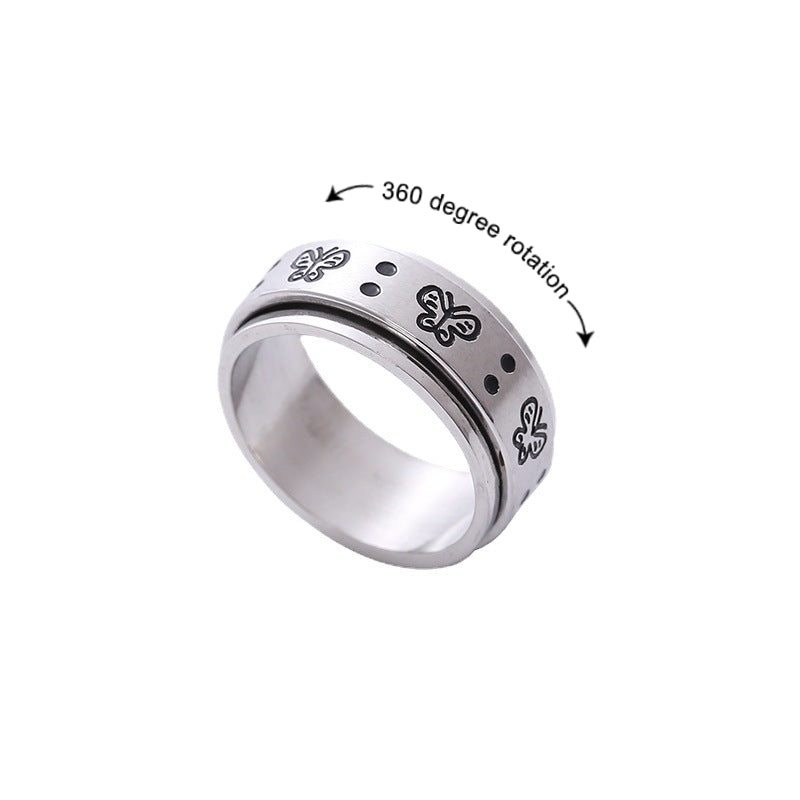 Butterfly Spinner Ring Relieving Anxiety Rotating Ring Jewelry Gift for Women Men - soufeelmy