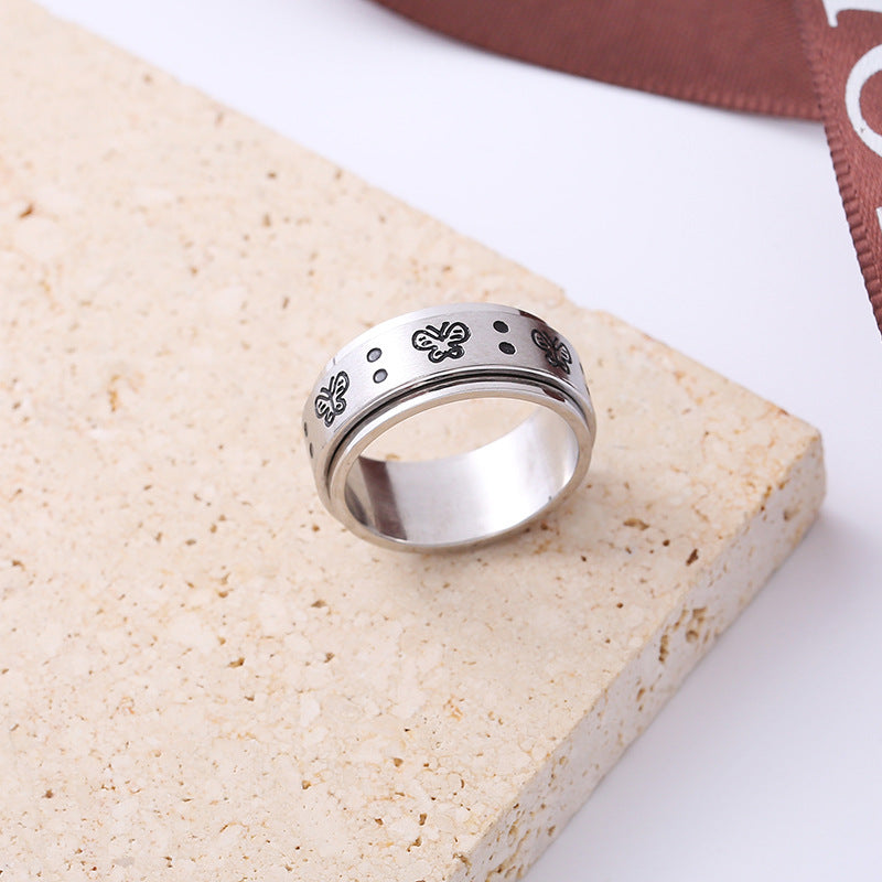 Butterfly Spinner Ring Relieving Anxiety Rotating Ring Jewelry Gift for Women Men - soufeelmy