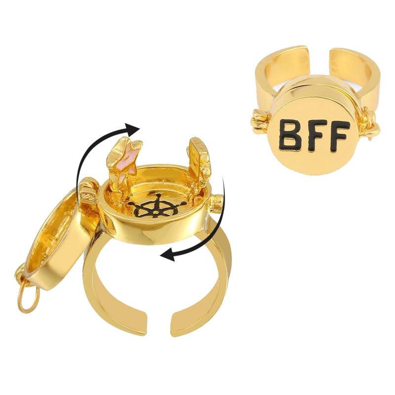 Best Friends Forever Ring Adjustable Spinner Ring Jewelry Gift for Lovers Best Friends - soufeelmy