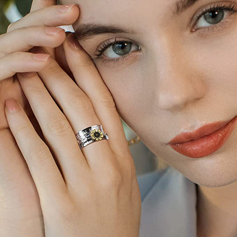 Fidget Anxiety Rings Daisy Spinner Ring Jewelry Gifts for Women - soufeelmy