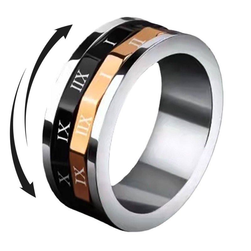 Fidget Anxiety Rings Roman Numerals Spinner Ring Jewelry Gifts for Women Men - soufeelmy