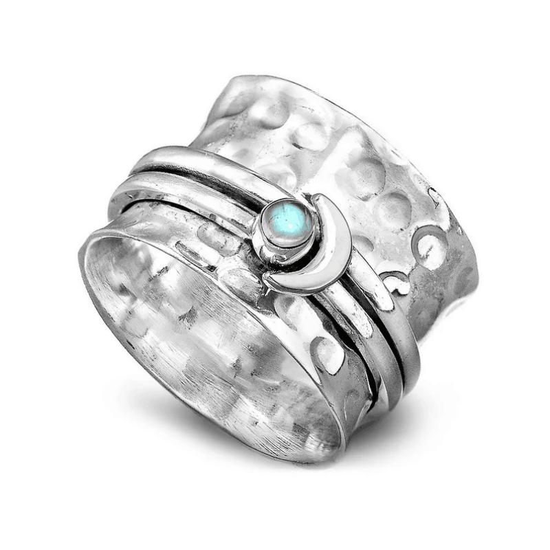 Fidget Anxiety Relief Rings Moon Spinner Ring Jewelry Gifts for Women Girls - soufeelmy