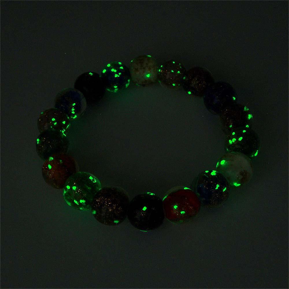 Colorful Firefly Glass Stretch Beaded Bracelet Glow in the Dark Luminous Bracelet - soufeelmy