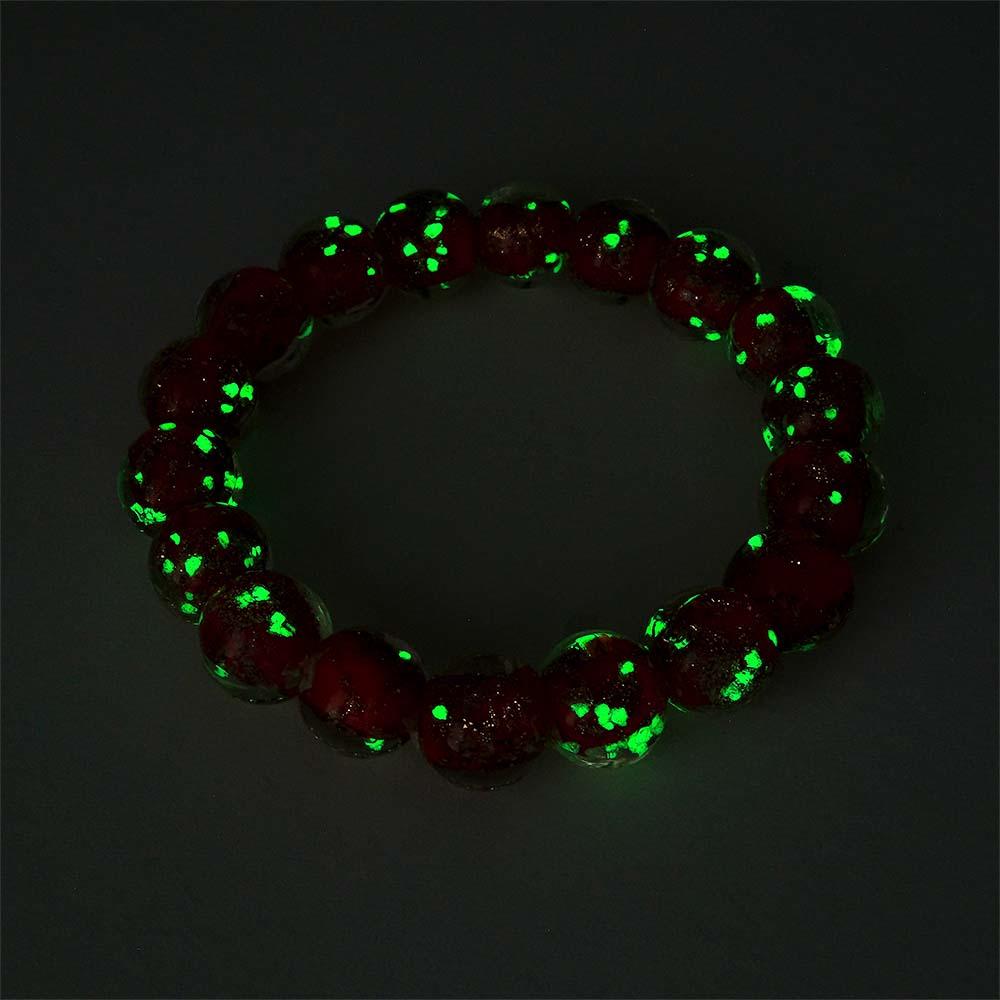 Red Firefly Glass Stretch Beaded Bracelet Glow in the Dark Luminous Bracelet - soufeelmy