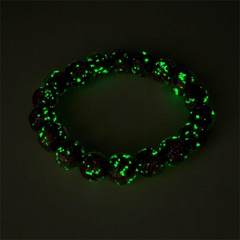 Purple Firefly Glass Stretch Beaded Bracelet Glow in the Dark Luminous Bracelet - soufeelmy
