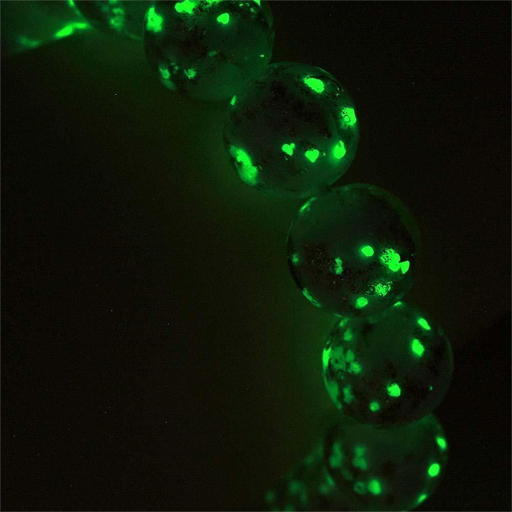 White Firefly Glass Stretch Beaded Bracelet Glow in the Dark Luminous Bracelet - soufeelmy