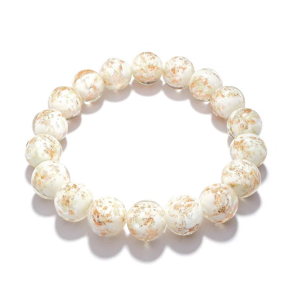 White Firefly Glass Stretch Beaded Bracelet Glow in the Dark Luminous Bracelet - soufeelmy
