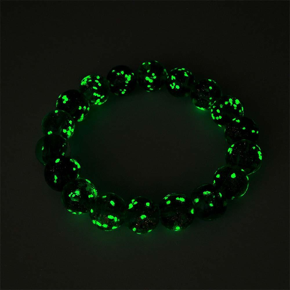 Peacock Green Firefly Glass Stretch Beaded Bracelet Glow in the Dark Luminous Bracelet - soufeelmy