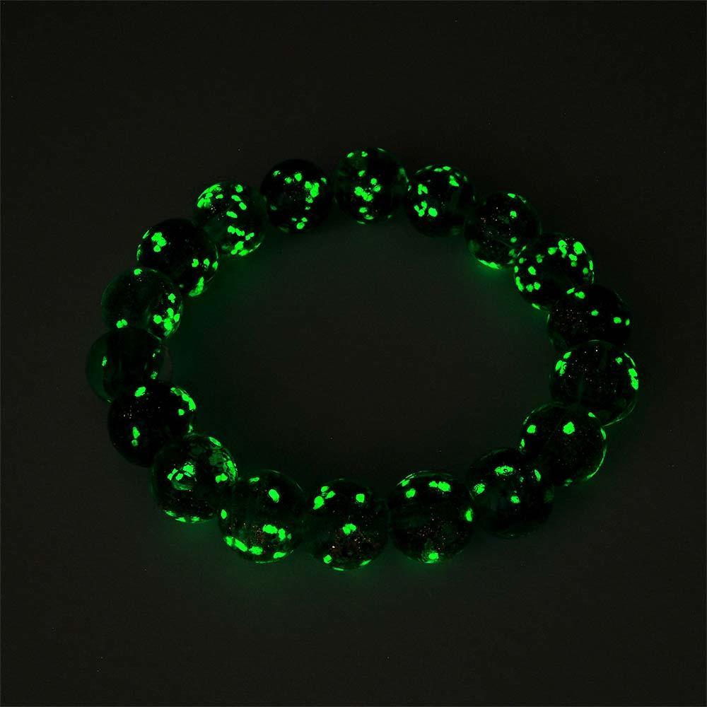 Peacock Green Firefly Glass Stretch Beaded Bracelet Glow in the Dark Luminous Bracelet - soufeelmy