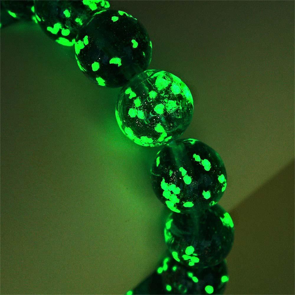 Peacock Green Firefly Glass Stretch Beaded Bracelet Glow in the Dark Luminous Bracelet - soufeelmy