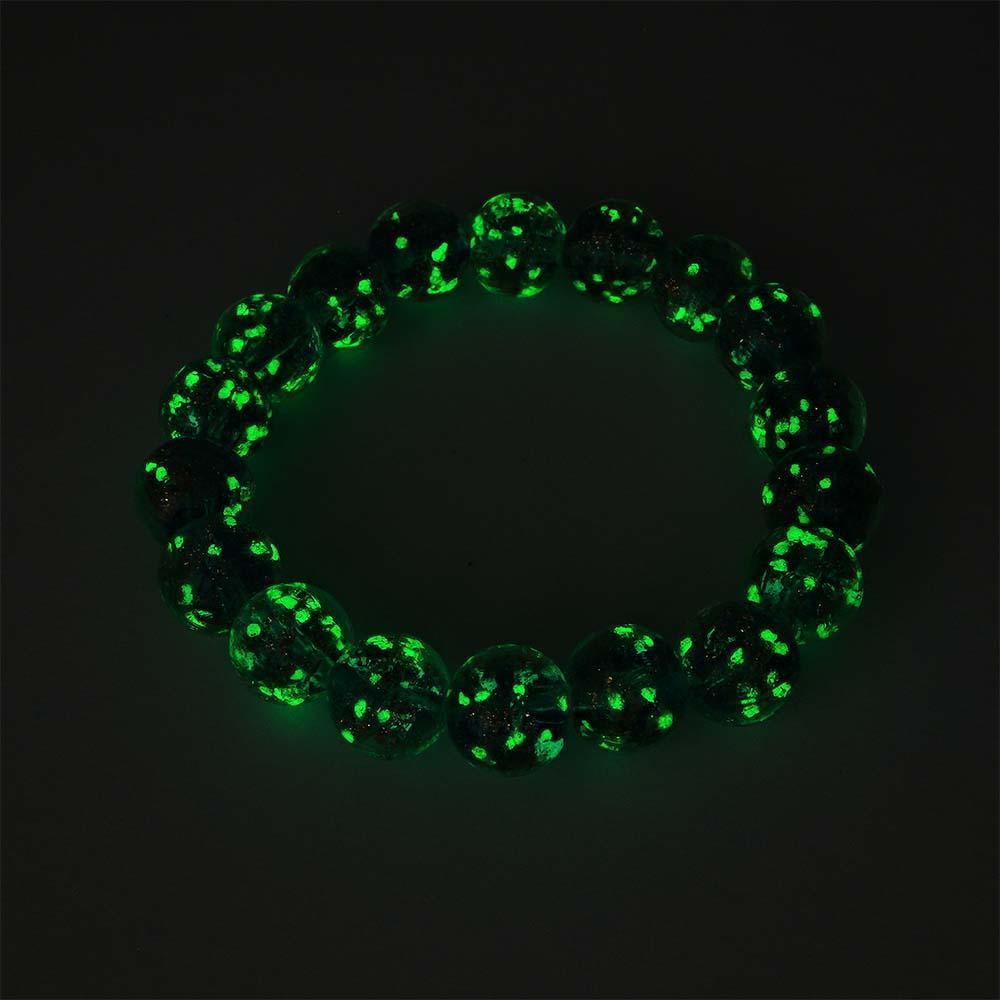 Royal Blue Firefly Glass Stretch Beaded Bracelet Glow in the Dark Luminous Bracelet - soufeelmy