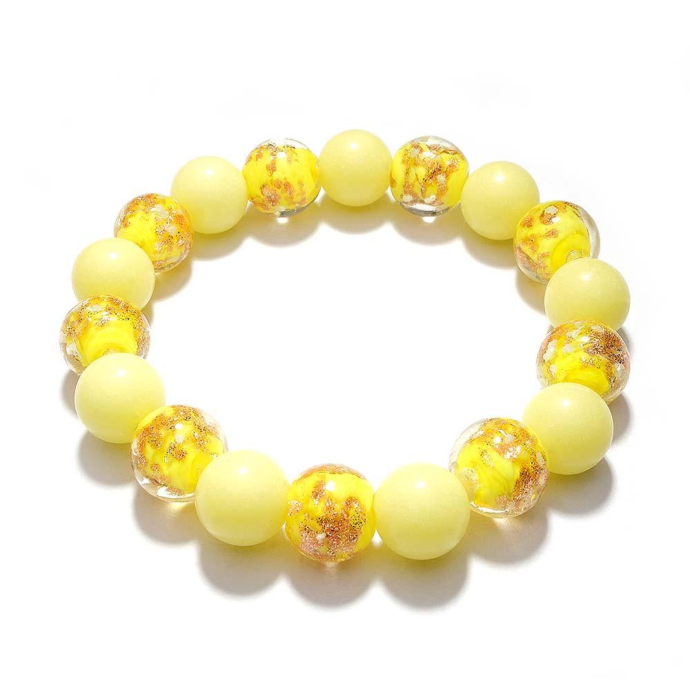 Yellow Firefly Glass Stretch Beaded Bracelet Glow in the Dark Luminous Bracelet - soufeelmy