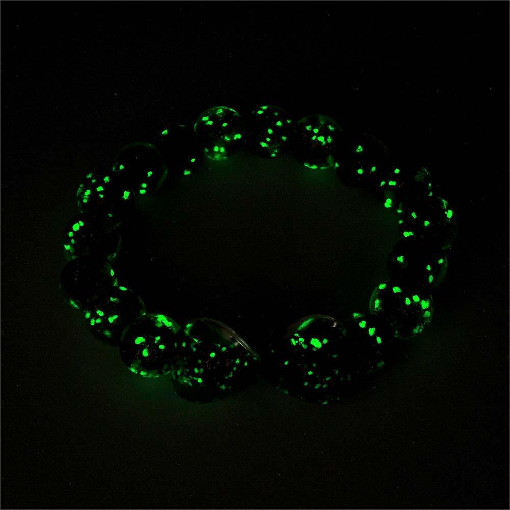 Brown Heart-to-Heart Firefly Glass Stretch Beaded Bracelet Glow in the Dark Luminous Bracelet - soufeelmy
