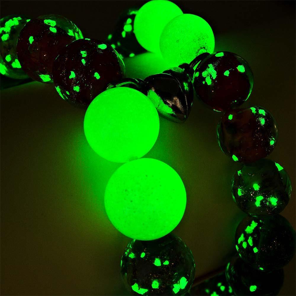 Rainbow Couple's Firefly Glass Stretch Beaded Bracelet Glow in the Dark Luminous Bracelet - soufeelmy