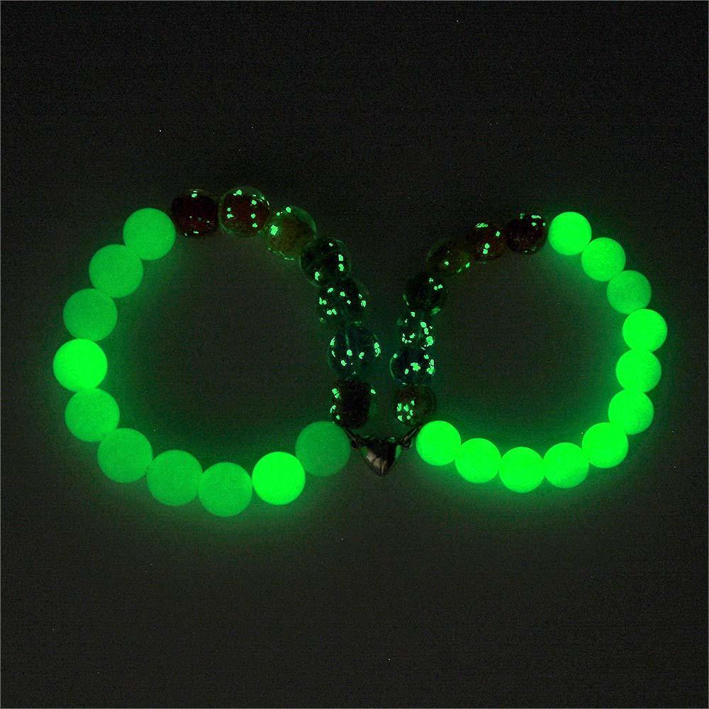 Colorful Couple's Firefly Glass Stretch Beaded Bracelet Glow in the Dark Luminous Bracelet - soufeelmy