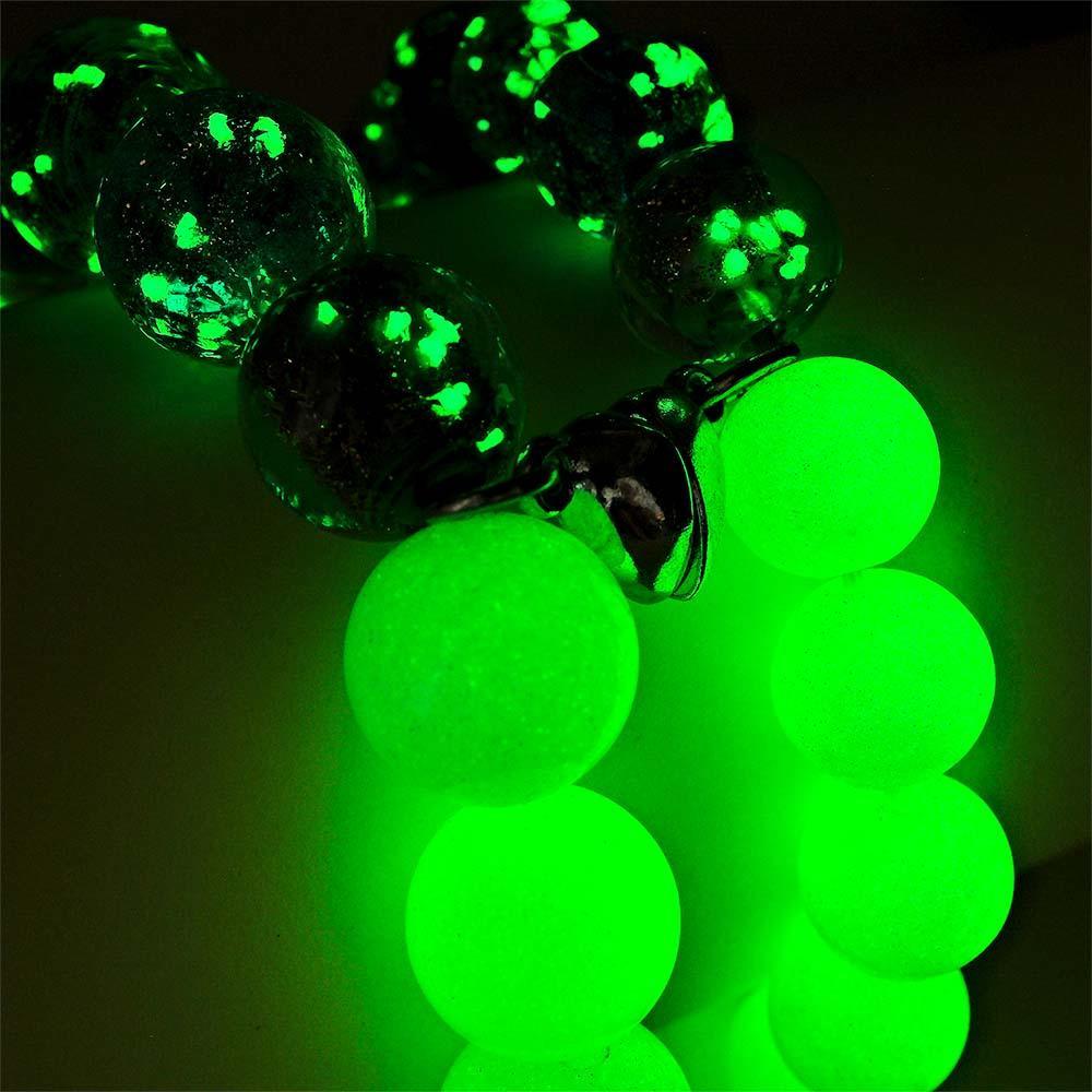 Colorful Couple's Firefly Glass Stretch Beaded Bracelet Glow in the Dark Luminous Bracelet - soufeelmy