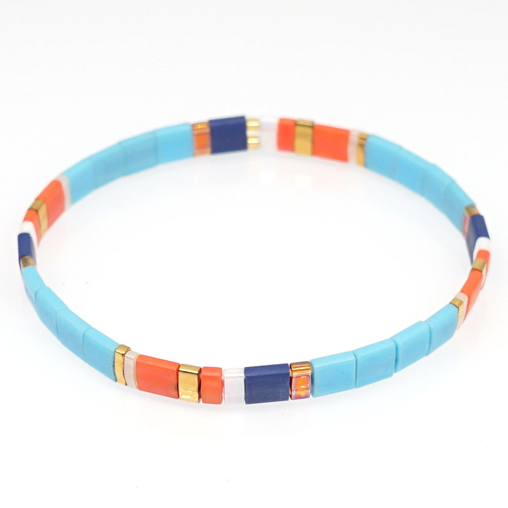 Tila Bead Bracelet Orange and Blue Vintage Fashion Bracelets Gift - soufeelmy