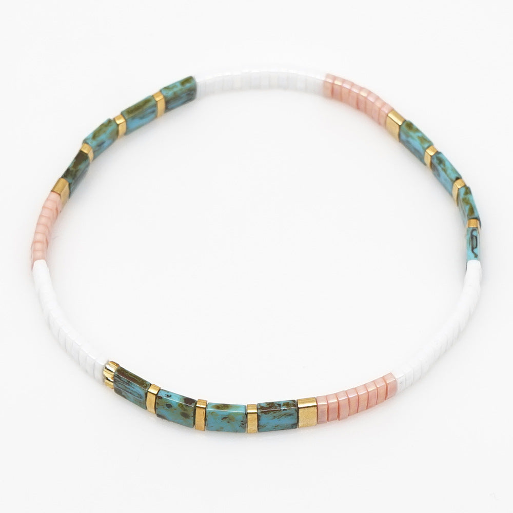 Tila Bead Bracelet Pink and Green Vintage Fashion Bracelets Gift - soufeelmy