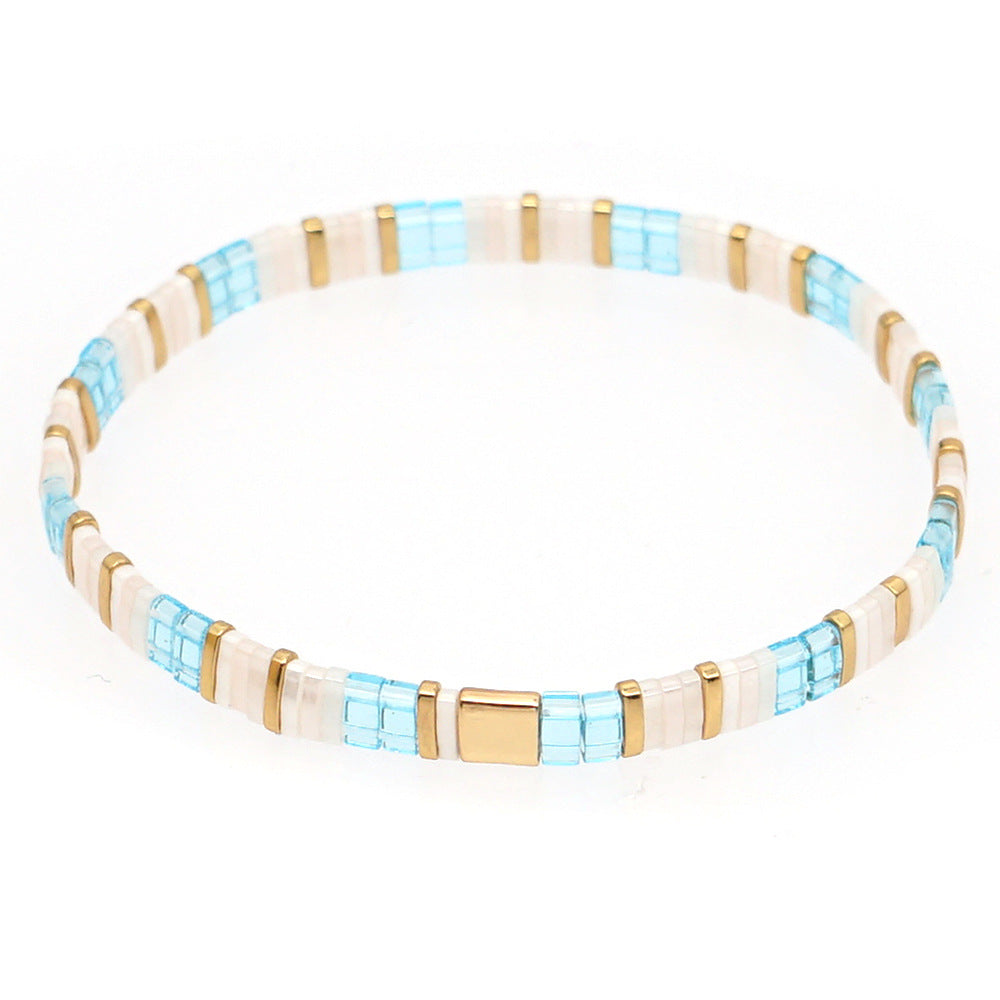 Tila Bead Bracelet Blue and Gold Vintage Fashion Bracelets Gift - soufeelmy