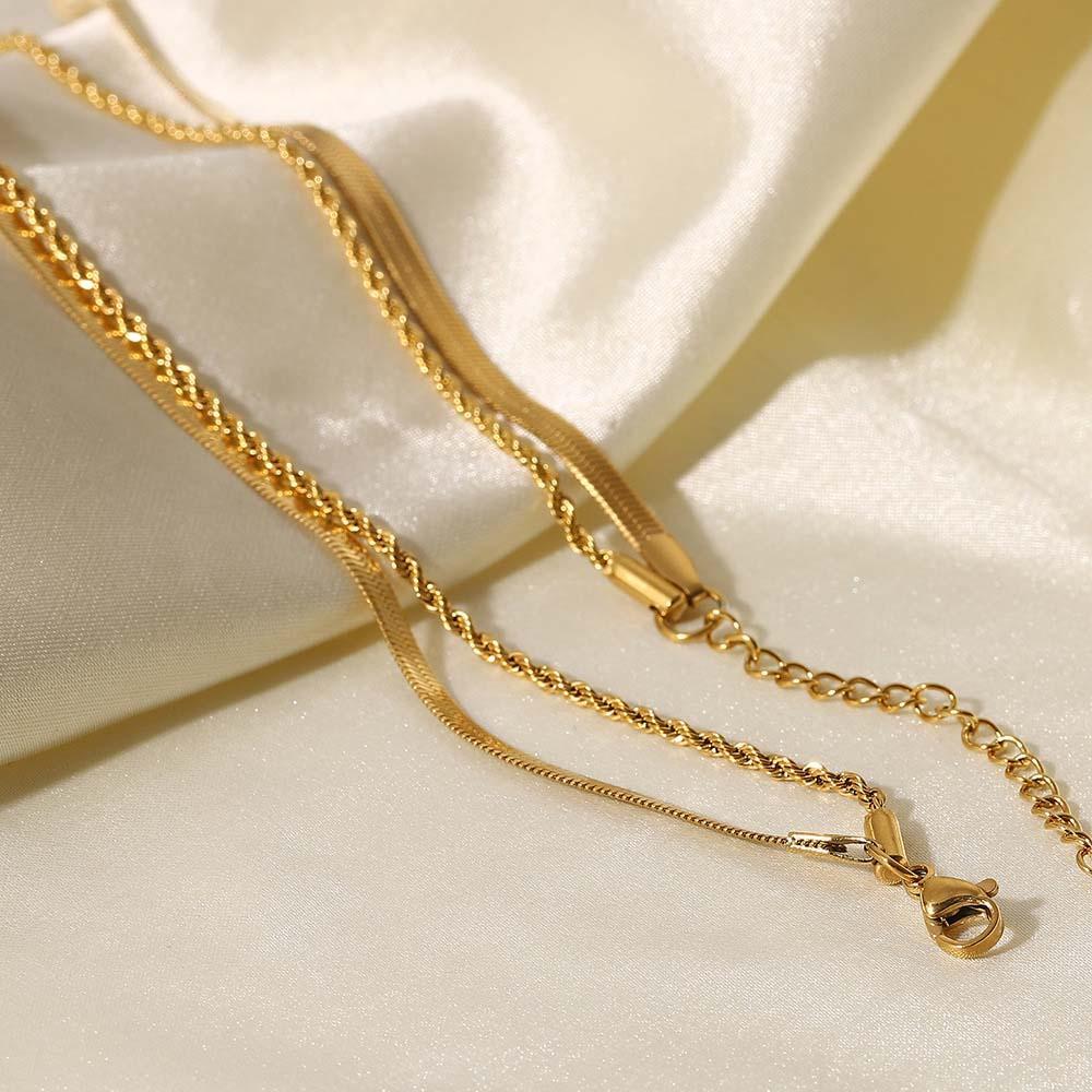 Gold Layered Necklace Set Minimalist Chain Stacking Necklace Gift for Her - soufeelmy