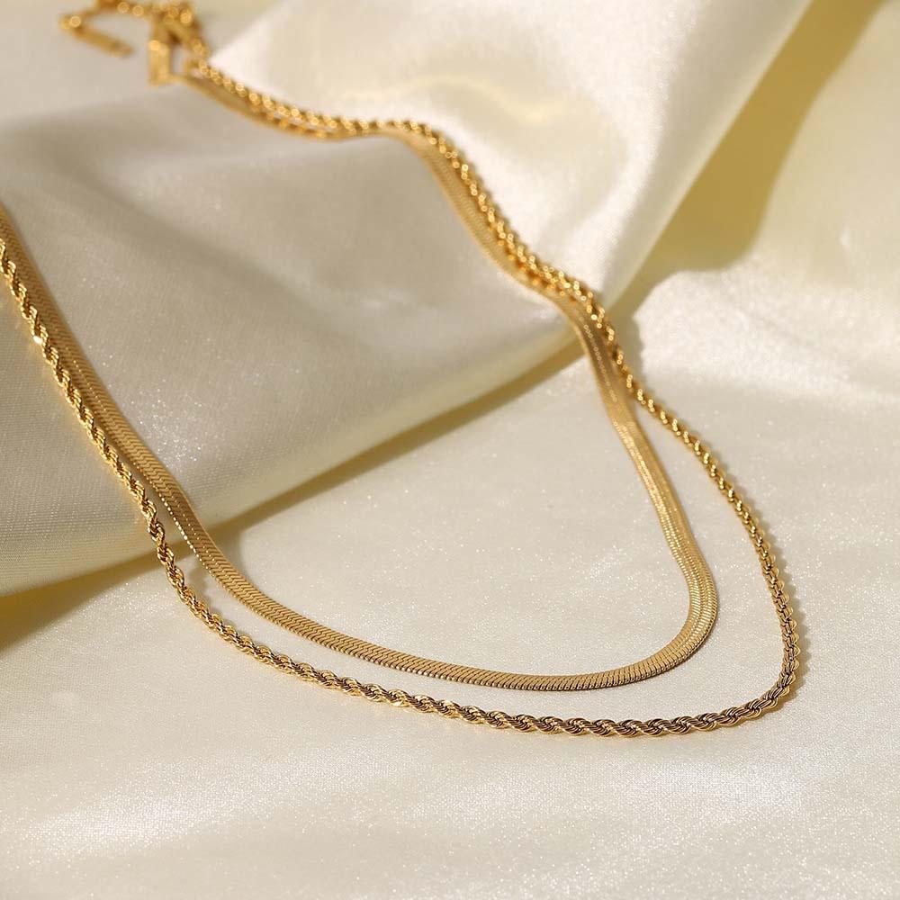 Gold Layered Necklace Set Minimalist Chain Stacking Necklace Gift for Her - soufeelmy