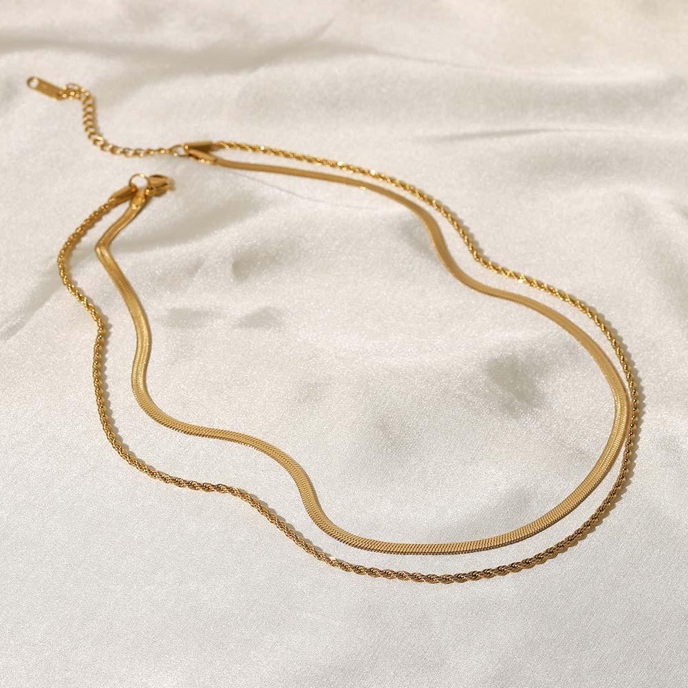Gold Layered Necklace Set Minimalist Chain Stacking Necklace Gift for Her - soufeelmy