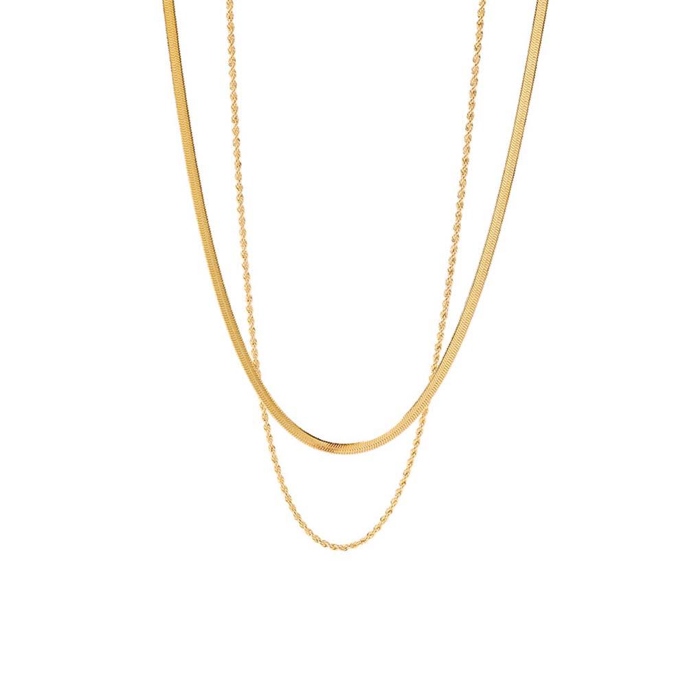 Gold Layered Necklace Set  Minimalist Chain Stacking Necklace Gift for Her - soufeelmy
