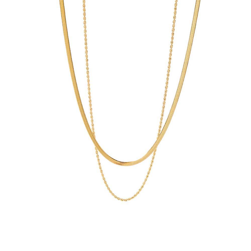 Gold Layered Necklace Set Minimalist Chain Stacking Necklace Gift for Her - soufeelmy