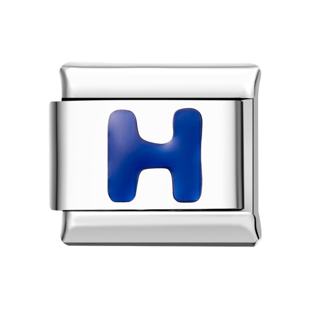 Blue H Italian Charm For Italian Charm Bracelets Composable Link - soufeelmy